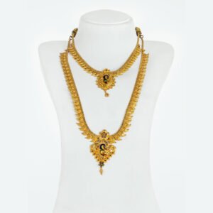 Twin Peacock Enamel Lakshmi Haaram